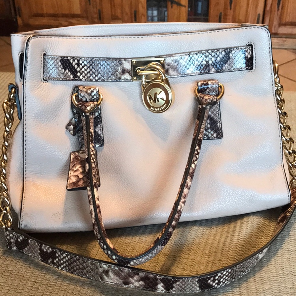 Michael Kors Snake/light beige Satchel